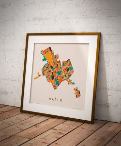 Koenmeloen-haren-plattegrond-mozaiek-poster