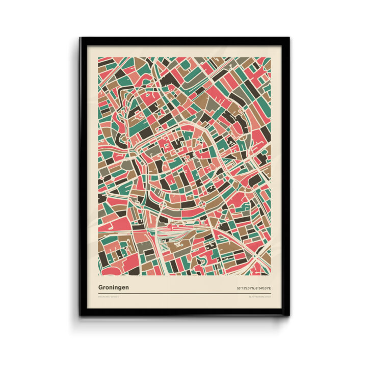 Groningen-mozaiek-poster-print-grijze-roze-tinten-koenmeloen