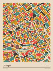 Groningen-mozaiek-poster-retro-warme-kleuren-2 koenmeloen