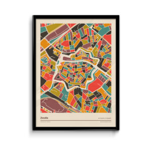 Zwolle-mozaiek-poster-print-retro-warme--tinten-koenmeloen