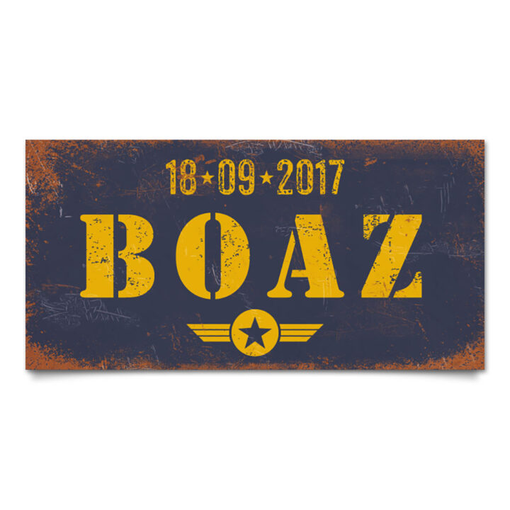 naambord-boaz-blauw-geel-leger-army-koenmeloen