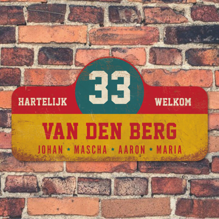 Van-den-Berg-naambord-koenmeloen-geel-rood-blauw-wit-muur rallybord