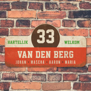 Van-den-Berg-naambord-koenmeloen-rood-wit-bruin-groen-muur rallybord