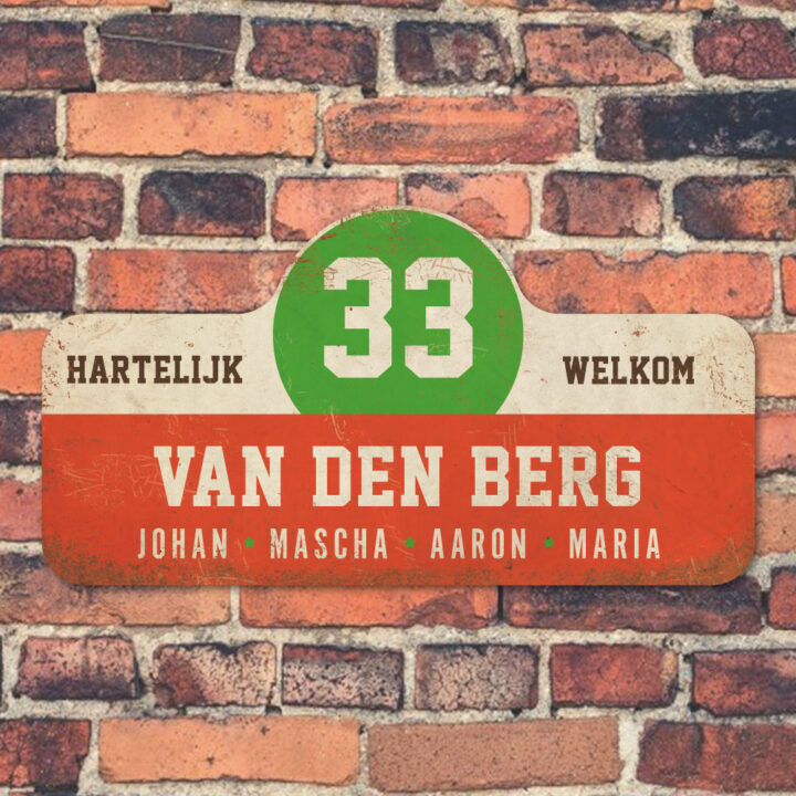 Van-den-Berg-naambord-koenmeloen-rood-wit-groen-bruin-muur rallybord