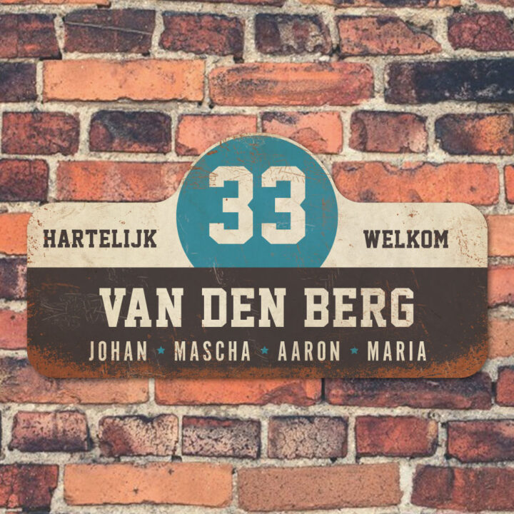 Van-den-Berg-naambord-koenmeloen-zwart-wit-blauw muur rallybord