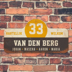Van-den-Berg-naambord-koenmeloen-zwart--wit-geel-muur rallybord