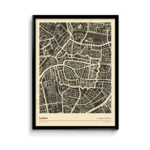 Koenmeloen---Poster-plattegrond-Leiden-zwart-wit