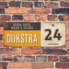 Koenmeloen-vintage-naambord-Dijksrta-geel-zwart-wit