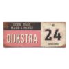Koenmeloen-vintage-naambord-Dijksrta-roze-zwart-wit