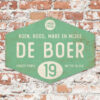 Naambord-de-boer-mint-wit-ruit-koenmeloen-vintage-origineel-muur
