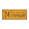 Naambord-Stuyvesant-vintage-koenmeloen-voordeur-geel-zwart