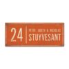 Naambord-Stuyvesant-vintage-koenmeloen-voordeur-oranje-wit
