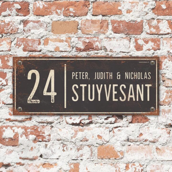 Naambord-Stuyvesant-vintage-koenmeloen-voordeur-antraciet-wit