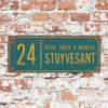 Naambord-Stuyvesant-vintage-koenmeloen-voordeur-blauw-geel