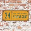 Naambord-Stuyvesant-vintage-koenmeloen-voordeur-geel-blauw