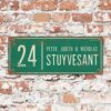 Naambord-Stuyvesant-vintage-koenmeloen-voordeur-groen-wit