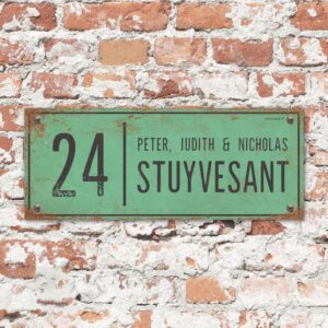 Naambord-Stuyvesant-vintage-koenmeloen-voordeur-mint-zwart