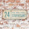 Naambord-Stuyvesant-vintage-koenmeloen-voordeur-wit-blauw
