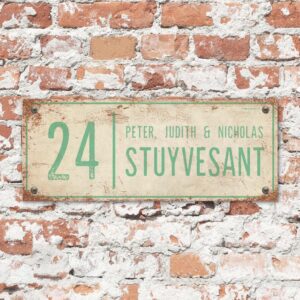 Naambord-Stuyvesant-vintage-koenmeloen-voordeur-wit-mint
