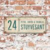 Naambord-Stuyvesant-vintage-koenmeloen-voordeur-wit-petrol-blauw