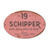 Naambord-Schipper-vintage-koenmeloen-voordeur-roze-natrciet-muur