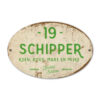 Naambord-Schipper-vintage-koenmeloen-voordeur-licht-groen-wit