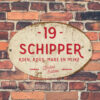 Naambord-Schipper-vintage-koenmeloen-voordeur-rood-wit