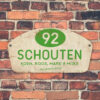 Naambord-Schouten-vintage-koenmeloen-voordeur-groen-wit