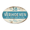 Naambord-Verhoeven-vintage-koenmeloen-voordeur-blauw-wit