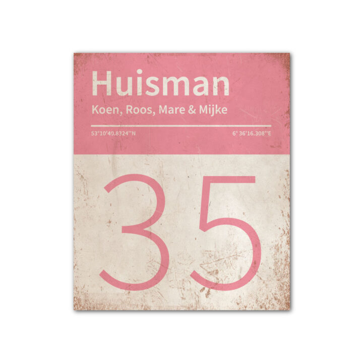 Naambord-Huisman-22-vlakken-nummer-onder-Koenmeloen--wit-roze