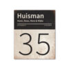Naambord-Huisman-22-vlakken-nummer-onder-Koenmeloen--wit-zwart