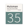 Naambord-Huisman-22-vlakken-nummer-onder-Koenmeloen--wit-grijsgroen