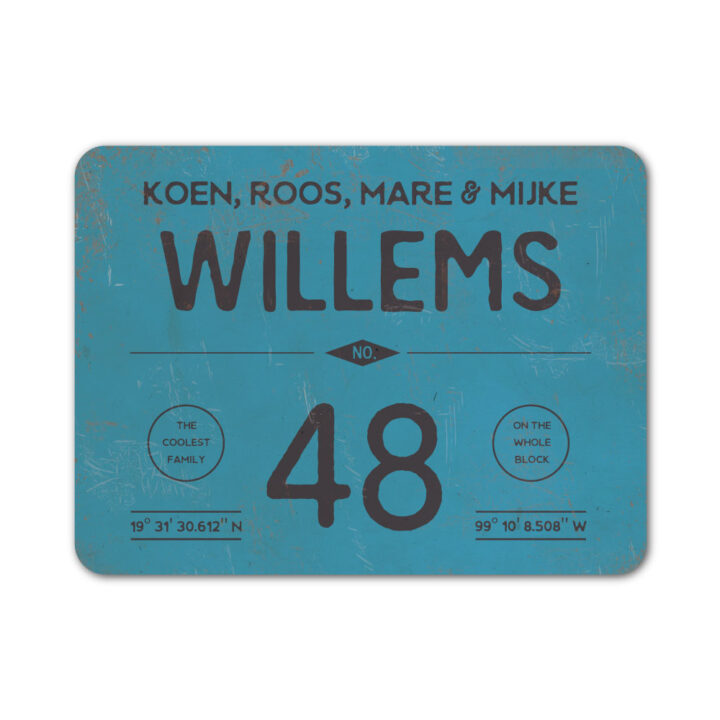 Naambord-Willems-koenmeloen-zwart-blauw