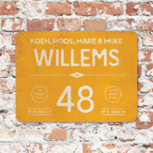 Naambord-Willems-koenmeloen-geel-wit