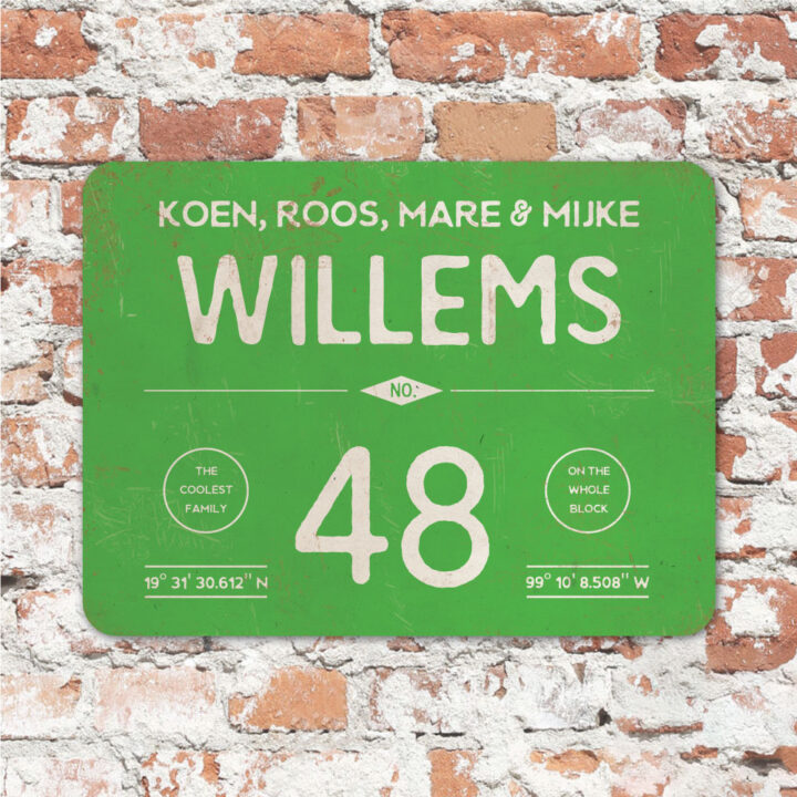 Naambord-Willems-koenmeloen-groen-wit