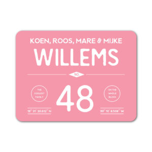 Naambord-Willems-koenmeloen-roze-wit