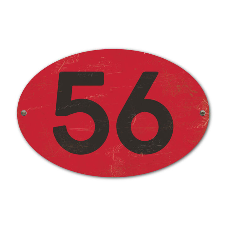 Koenmeloen-Huisnummer-bord-ovaal-rood-zwart