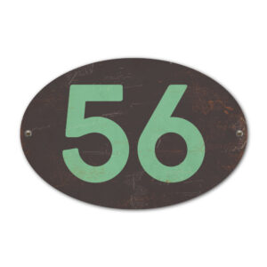 Koenmeloen-Huisnummer-bord-ovaal-zwart-mint
