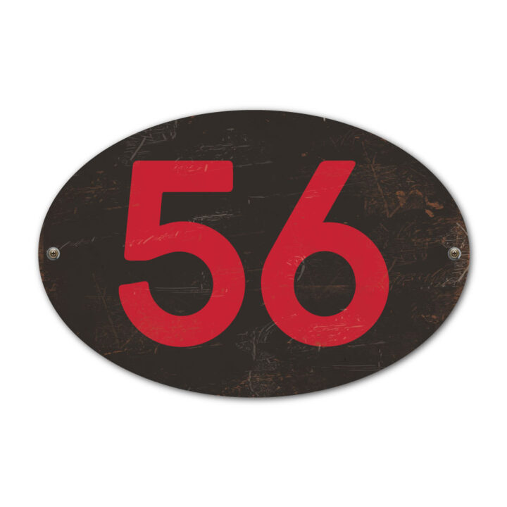 Koenmeloen-Huisnummer-bord-ovaal-zwart-rood