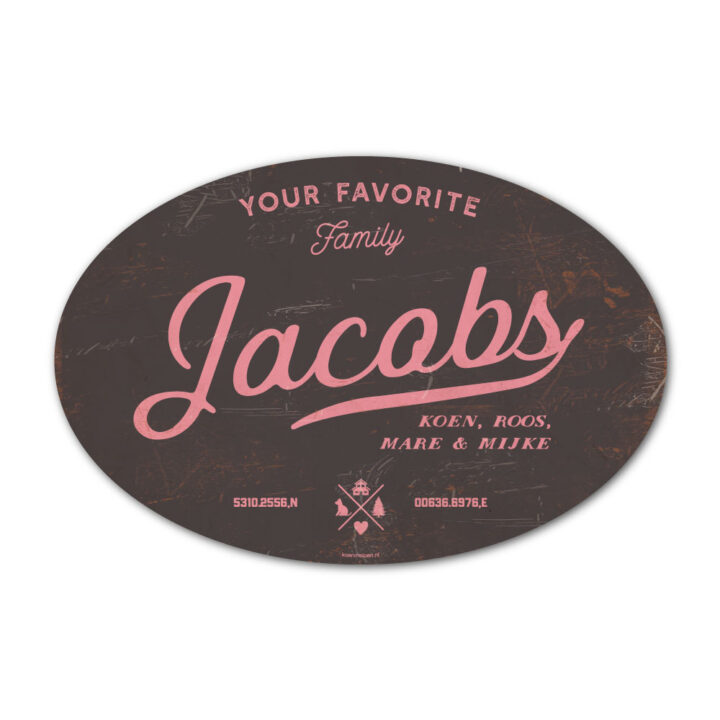 Naambord-Jacobs-koenmeloen-zwart-roze