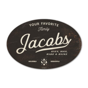 Naambord-Jacobs-koenmeloen-zwart-wit