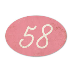 Huisnummer ovaal type 2   Koenmeloen   roze wit