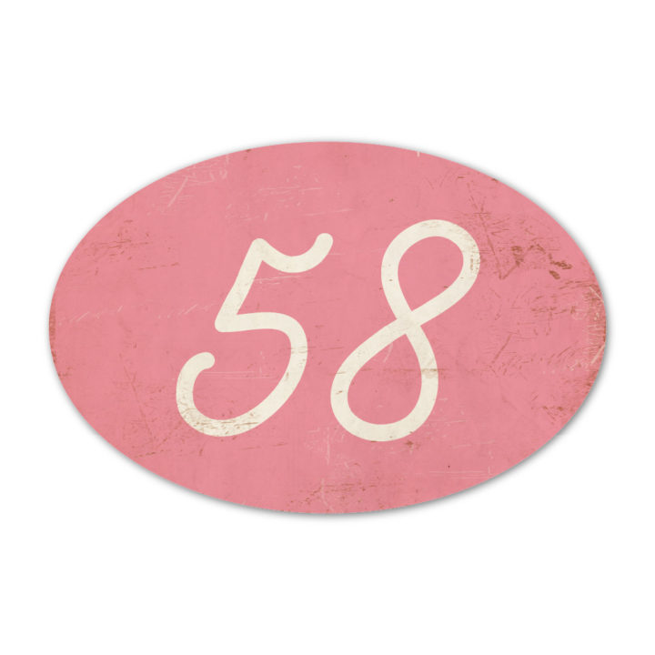 Huisnummer ovaal type 2   Koenmeloen   roze wit