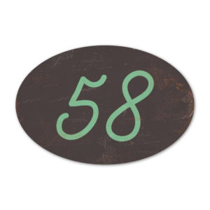 Huisnummer ovaal type 2   Koenmeloen   zwart mint