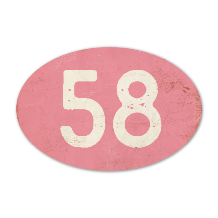 Huisnummer ovaal type 4   Koenmeloen   roze wit