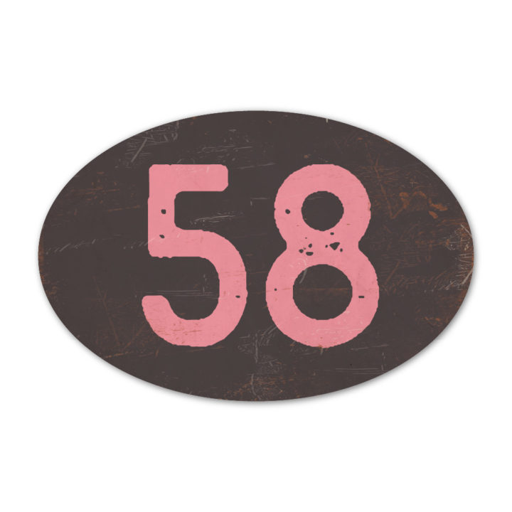Huisnummer ovaal type 4   Koenmeloen   zwart roze