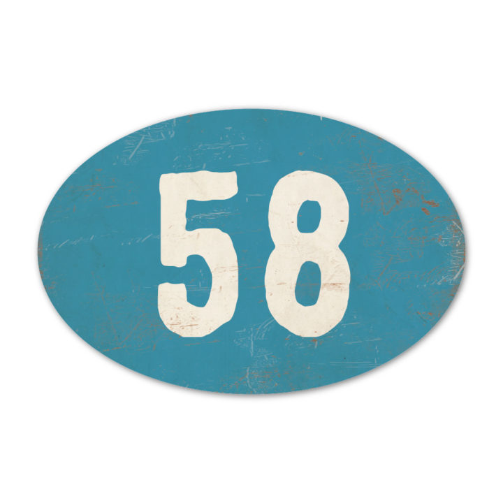 Huisnummer ovaal type 6   Koenmeloen   blauw wit