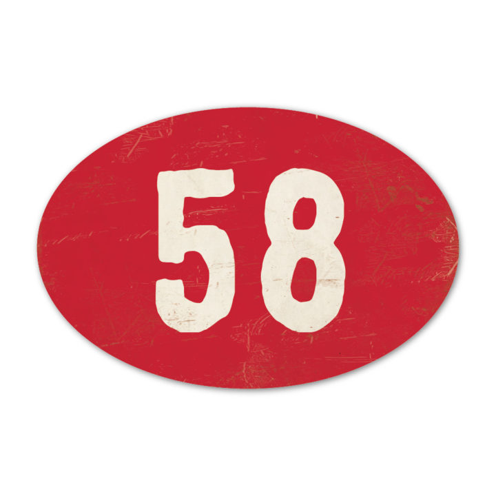 Huisnummer ovaal type 6   Koenmeloen   rood wit