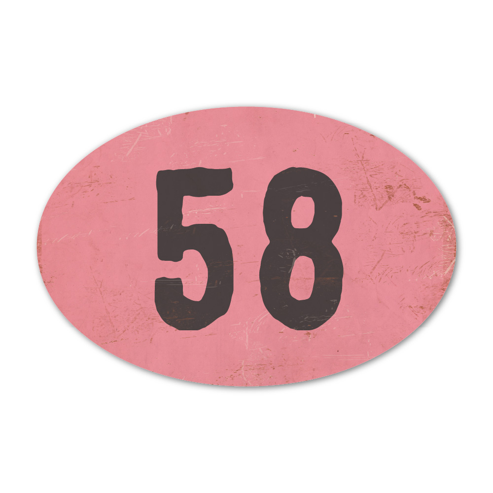 Huisnummer ovaal type 6   Koenmeloen   roze zwart