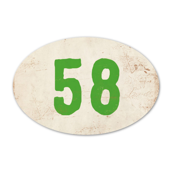 Huisnummer ovaal type 6   Koenmeloen   wit groen